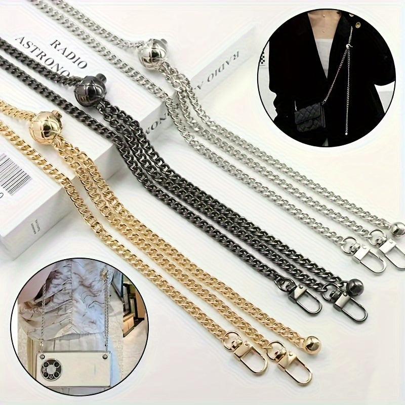 Luxlany 1Pc Small Golden Ball Adjustable Shoulder Strap, Crossbody Metal Chain.