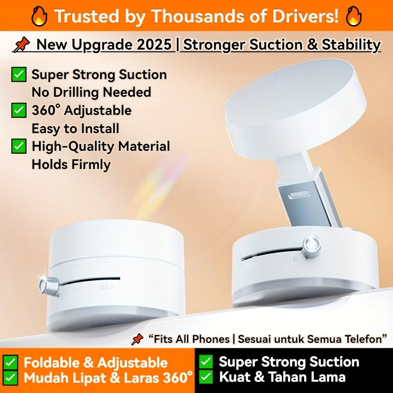 360° Rotating Magnetic Phone Holder with Vacuum Suction Cup, Multi-Functional Expand Stand, Suitable for Kitchen, Desktop, Office, Fitness, Travel, Car - Durable ABS Material