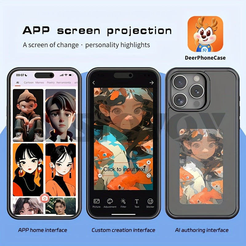 E-Ink Screen Smart Four-Color Ink Screen NFC Function Mobile Phone Case, Iphone 16/15/14/13 Pro Max, DIY Pictures, Wireless Transmission Mobile Phone Case