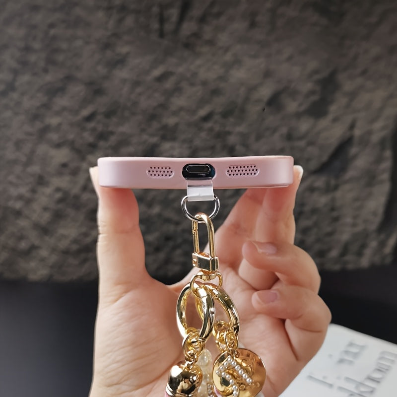 Luxlany Silk Scarf Pearl Bracelet Mobile Phone Lanyard Outdoor Anti-Loss Fashion