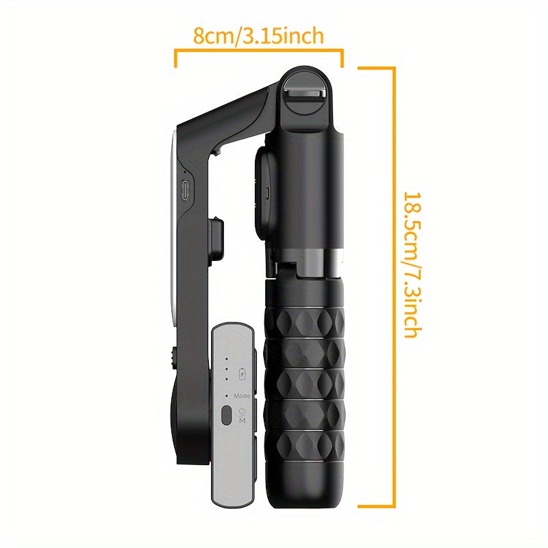 2025 Handheld Gimbal Stabilizer with Selfie Stick Tripod Stand, Wireless Remote, 1-Axis for Smartphone, 400mAh Rechargeable Lithium Polymer Battery, USB Charging, ABS Material, Compatible with iPhone & Android Devices