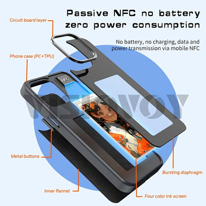 E-Ink Screen Smart Four-Color Ink Screen NFC Function Mobile Phone Case, Iphone 16/15/14/13 Pro Max, DIY Pictures, Wireless Transmission Mobile Phone Case