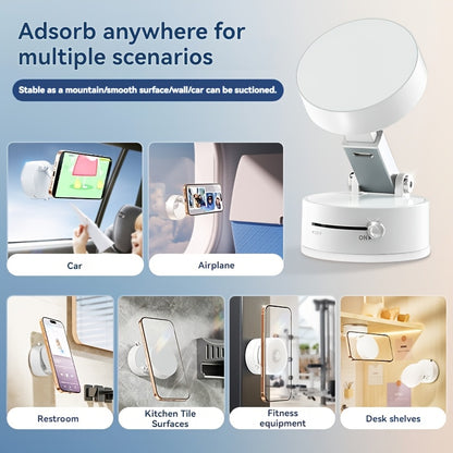 360° Rotating Magnetic Phone Holder with Vacuum Suction Cup, Multi-Functional Expand Stand, Suitable for Kitchen, Desktop, Office, Fitness, Travel, Car - Durable ABS Material